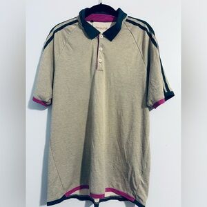 Adidas Grey, Navy and Magenta Polo Shirt Classic Style